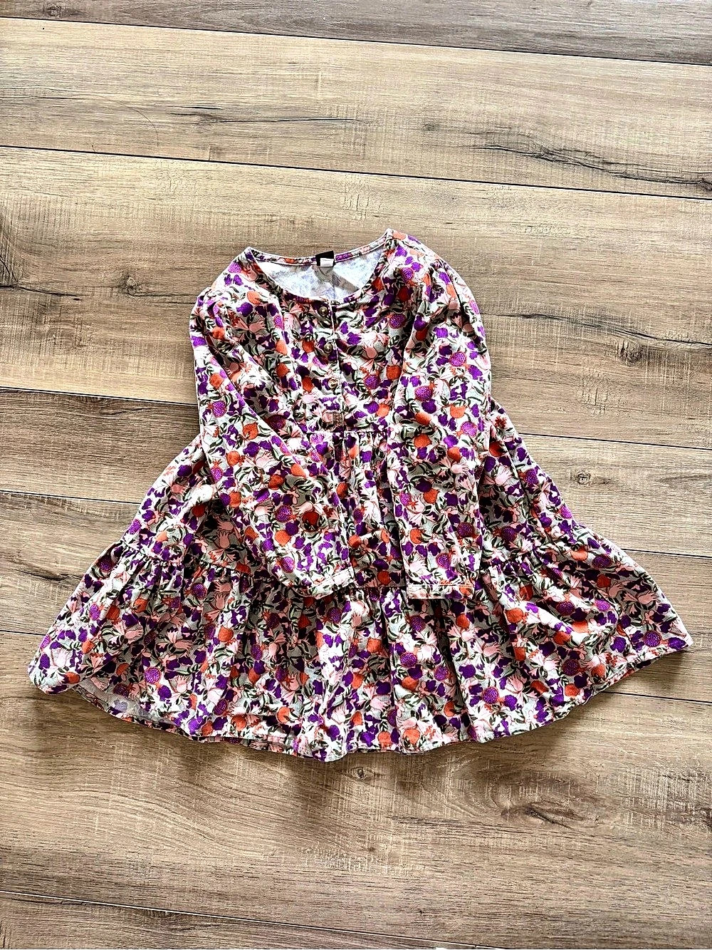 Tea Collection Floral Button Front Dress Girls Size 6 Like New
